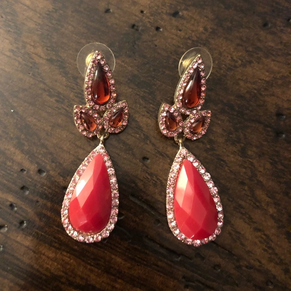 Pink & Red Drop Earrings